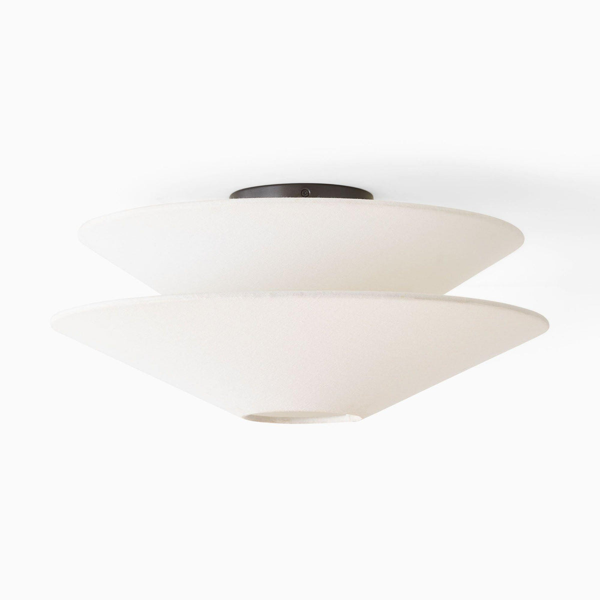 Tiered White Linen Flush Ceiling Light