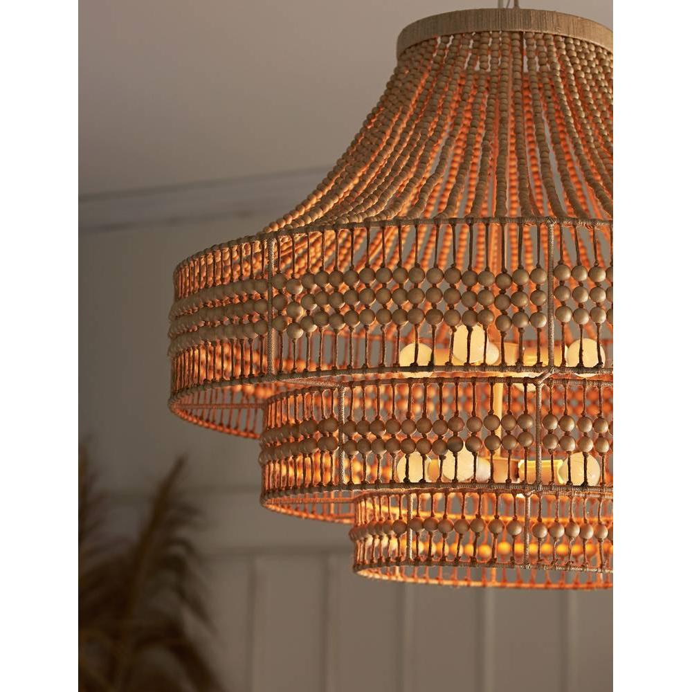 Tiered Wood Bead Abaca Chandelier