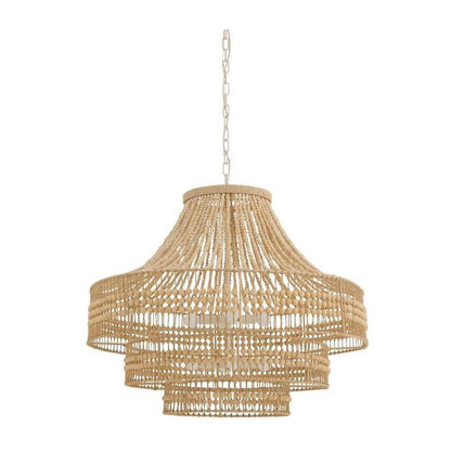 Tiered Wood Bead Abaca Chandelier