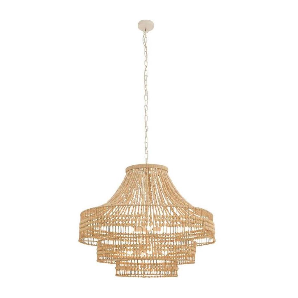 Tiered Wood Bead Abaca Chandelier