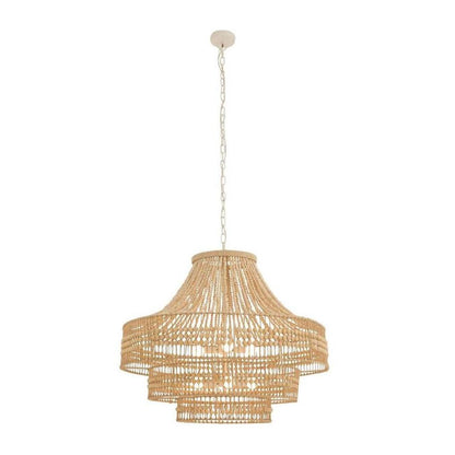 Tiered Wood Bead Abaca Chandelier