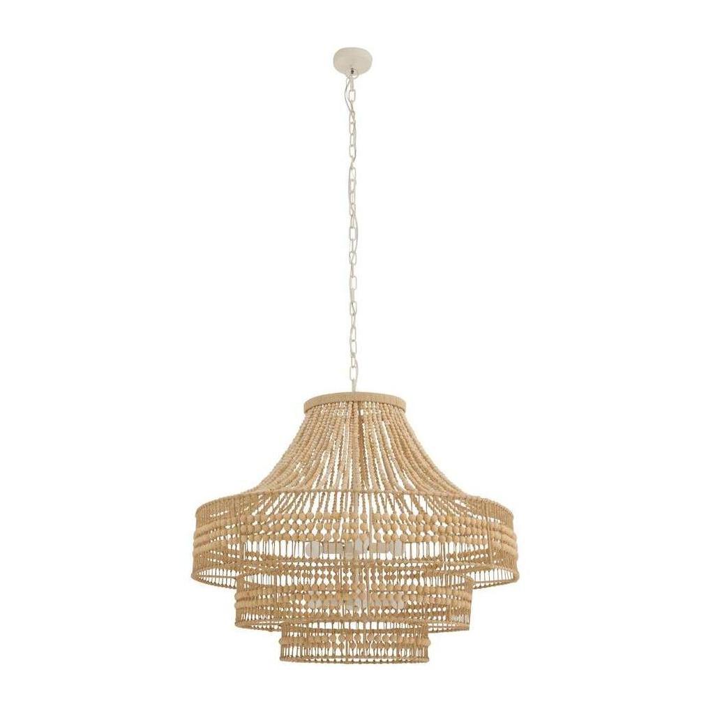 Tiered Wood Bead Abaca Chandelier