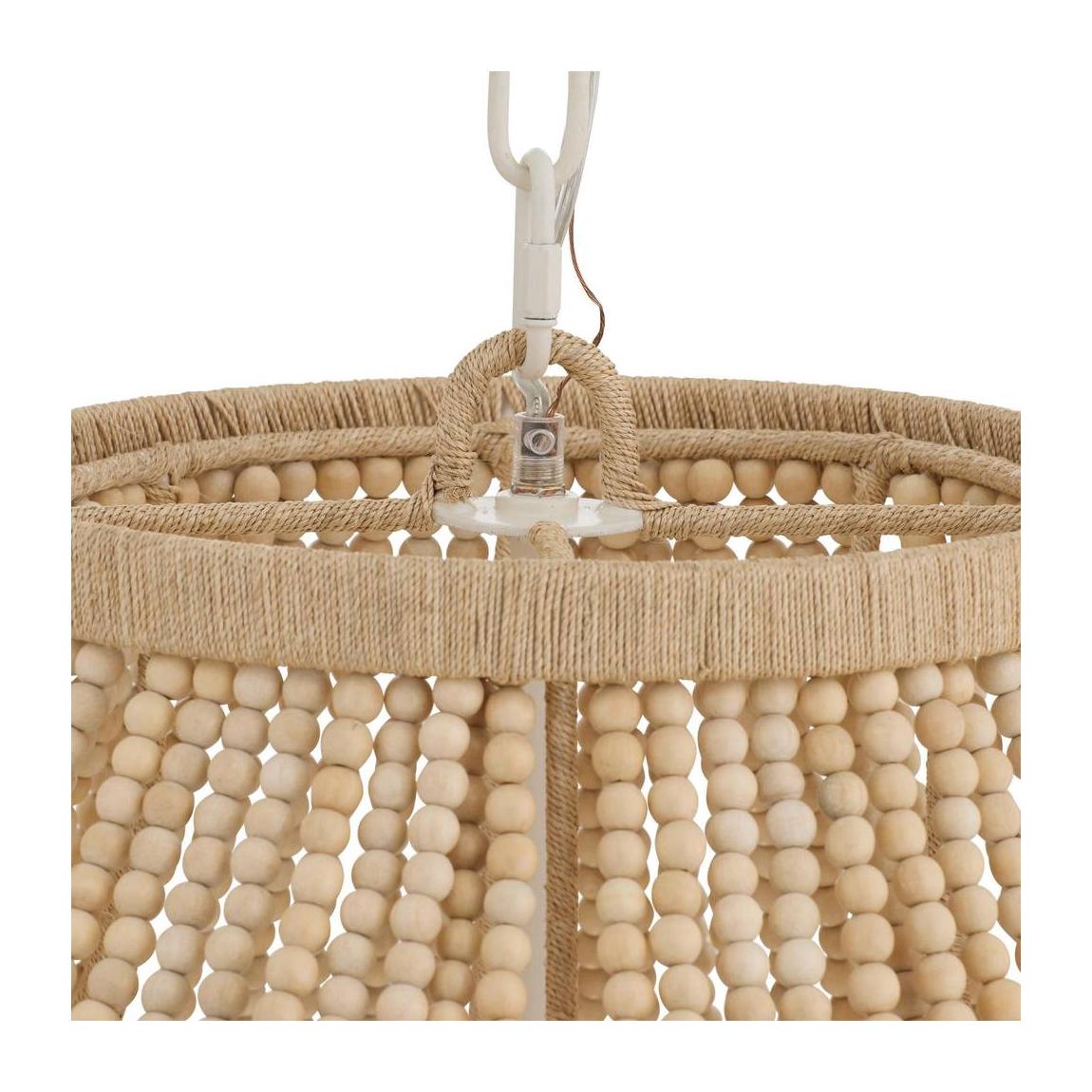 Tiered Wood Bead Abaca Chandelier