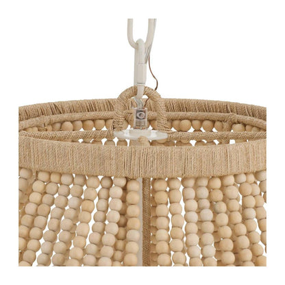 Tiered Wood Bead Abaca Chandelier