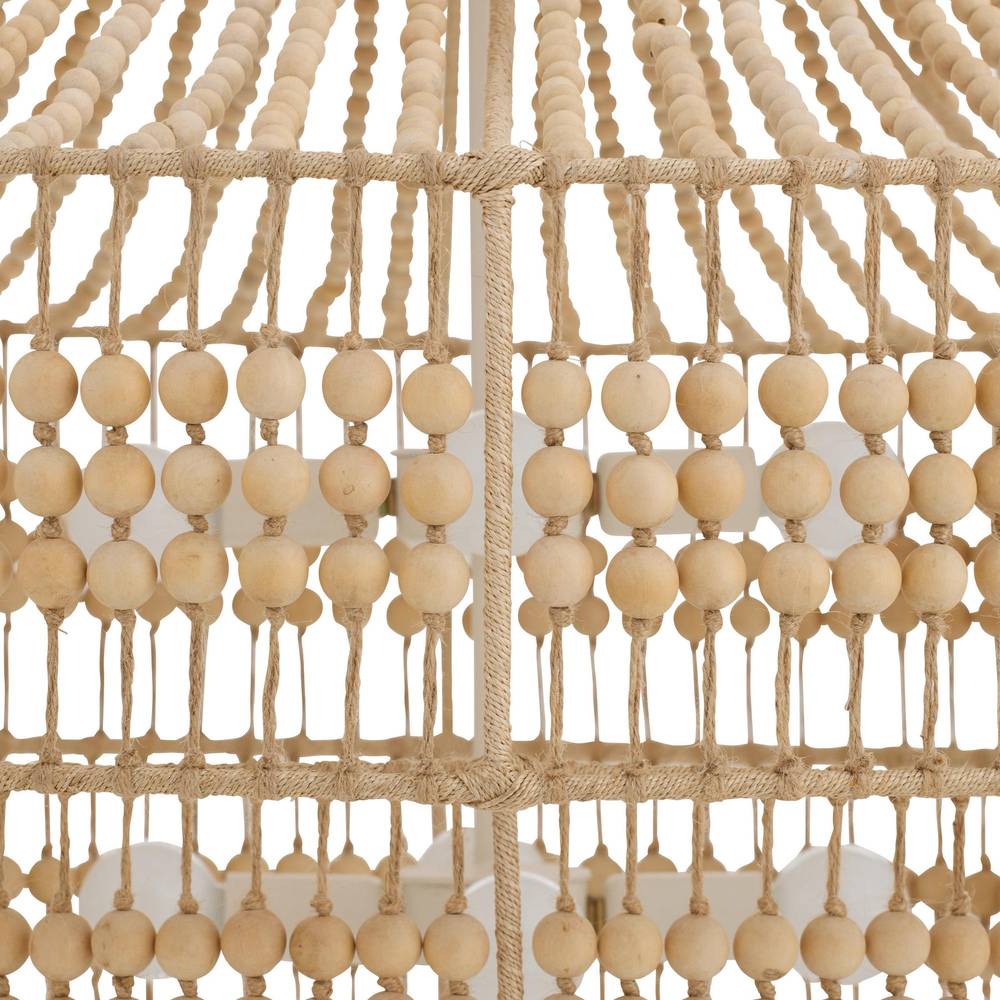Tiered Wood Bead Abaca Chandelier