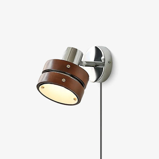 Tiltable Walnut Chrome Plug-In Wall Light / Walnut color & Chrome / 1 piece / US Plug