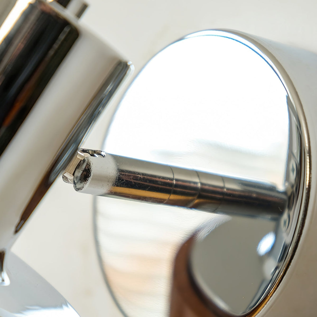 Tiltable Walnut Chrome Plug-In Wall Light