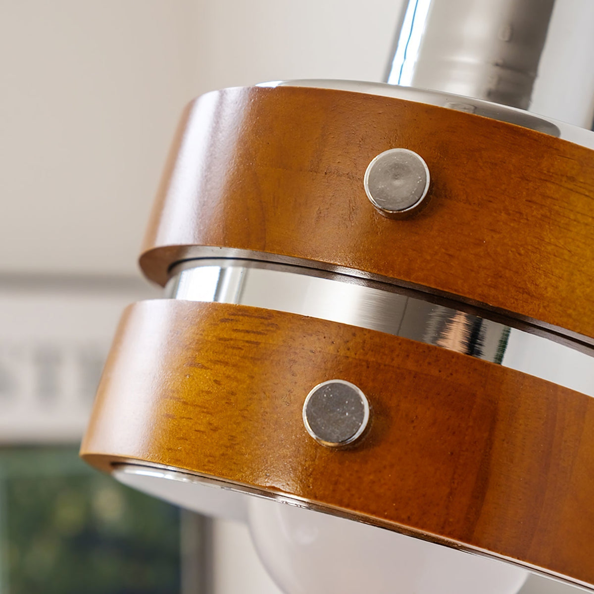 Tiltable Walnut Chrome Plug-In Wall Light