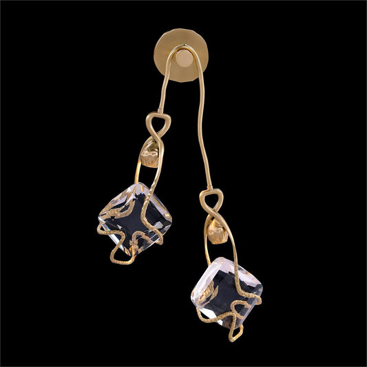 Two-Light Faceted Crystal Brass Wall Light / Default Title