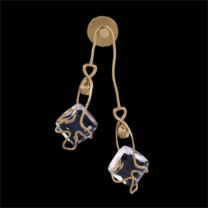 Two-Light Faceted Crystal Brass Wall Light